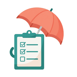 Checklist with umbrella